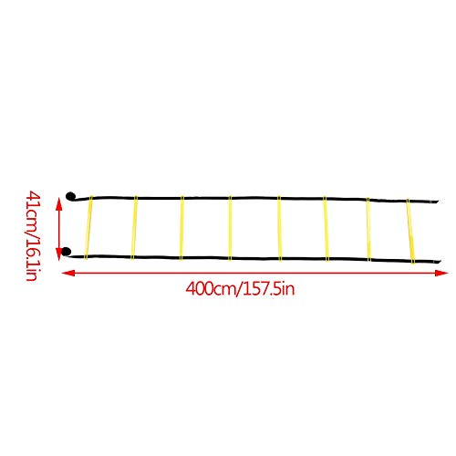Agility Ladder, Adjustable 8 Rung Heavy Duty Football Training Ladder with Durable Nylon Straps, for Speed Agility Coordination Balance Football Rugby Tennis Baseball