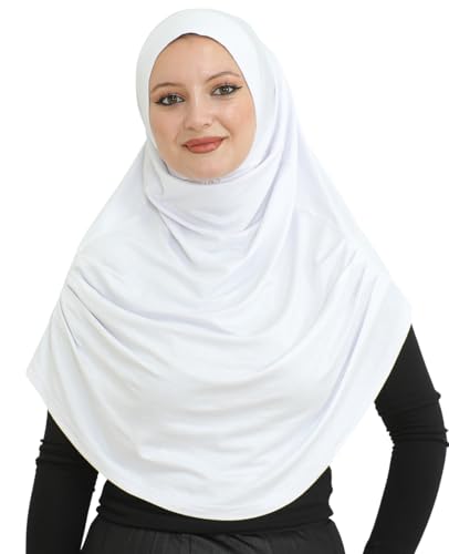 Prien Ready To Wear Hijab For Women, Instant Turban, Soft Muslim Scarf For Prayer, Long Hijabs, Islamic Clothes, Jersey Abaya - color: White