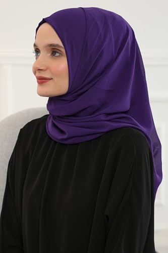 Aisha's Design Instant Chiffon Shawl for Women Modesty Turban Hijab Head Wrap Ready to Wear Women Headscarf - color: Purple