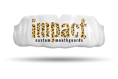 Impact Custom Professional MMA/Boxing/Muay Thai Mouthguard -(Branded Series) - color: Leopard Logo Wht