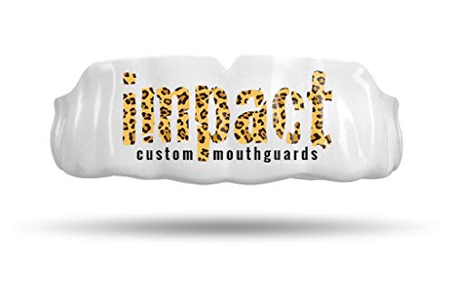 Impact Custom Professional All Sports Mouthguard -(Branded Series) - color: Leopard Logo Wht
