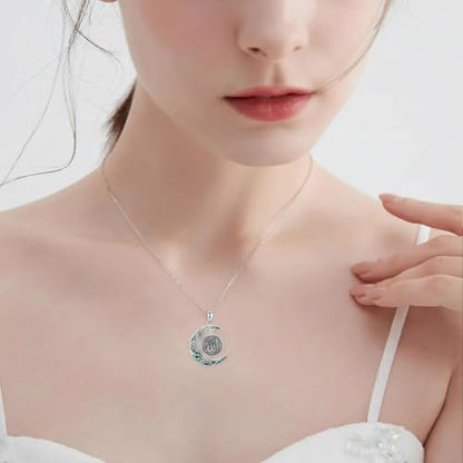PROESS 925 Sterling Silver Hamsa/Allah Necklace Evil Eye Amulet Jewelry Gifts for Men Women - style: Crescent Allah