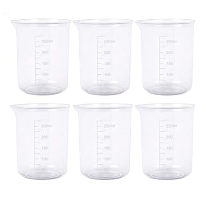 6-Pack Plastic Graduated Lab Beakers, 250ml & 300ml Mixing Measuring Cups, Transparent PP for Science, Kitchen, DIY & Education - style: 250 ML/300ML