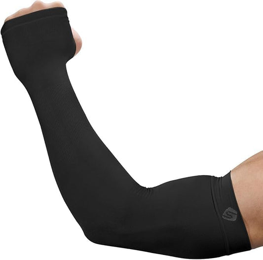 Arm Sleeves for Men Women UV Sun Protection Compression Arm Warmer Tattoo Cover Up, Sports Golf Cooling Sleeves - color: 1 Pair_black_new