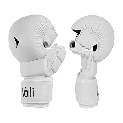 Vali MMA Hybrid Gloves Shooter for Sparring Grappling Training in Martial Arts - color: White, size: Large-X-Large