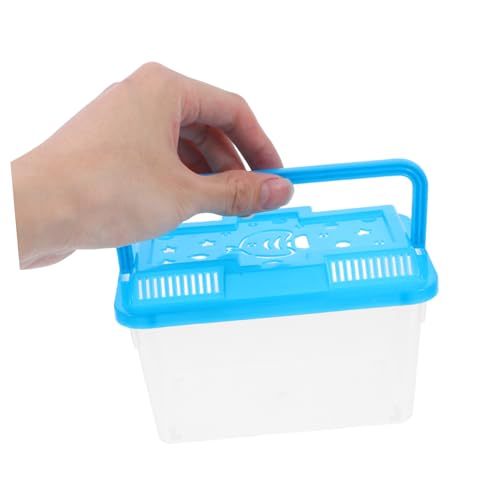 VICASKY 4Pcs Portable Mini Transparent Fish Tank with Handle Versatile Reptile Carrier Hamster Travel Box for Safe Pet Transportation and Attractive Home Decor