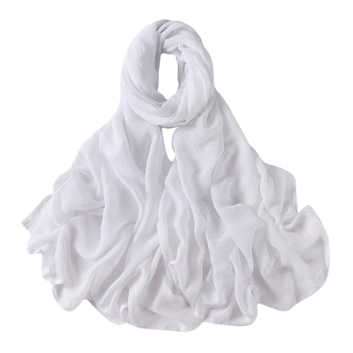 Viscose Hijab Scarf for Women Muslim Cotton Jersey Hijab Fashion Long Scarf Shawls - color: White