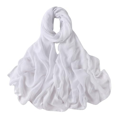 Viscose Hijab Scarf for Women Muslim Cotton Jersey Hijab Fashion Long Scarf Shawls - color: White