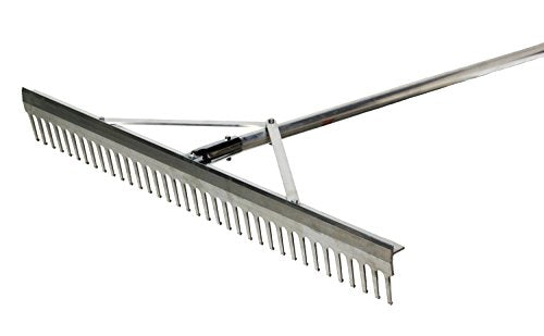 BRAKE24 24 in. Aluminum Landscape Rake - style: Aggregate Rake - 66" Handle, 24" Wide