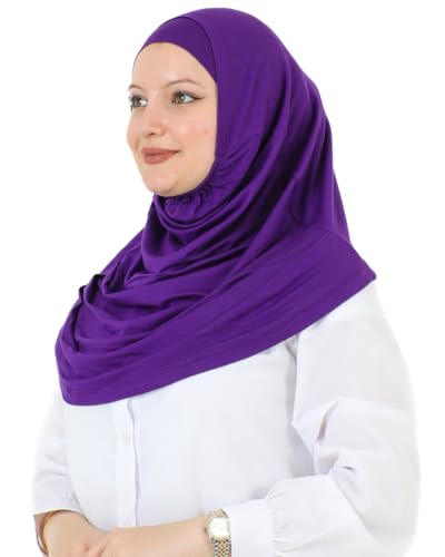 Prien Chic Ready To Wear Hijab For Women, Muslim Long Turban Undercap Set, Instant Scarf, Prayer Clothes For Girls, Abaya - color: Purple