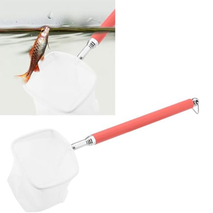 Green/Red Square Round Metal Aquarium Fish Net Mini Size Extendable Telescopic Fish Shrimp Landing Net Aquarium Fish Tank Tool - style: Red Square