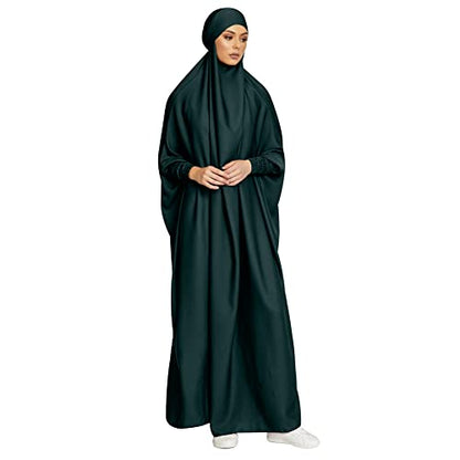ODIZLI Muslim One Piece Prayer Hijab Dress Women Hooded Abaya Full Cover Islam Dubai Modest Robe - color: Dark Green, size: One Size