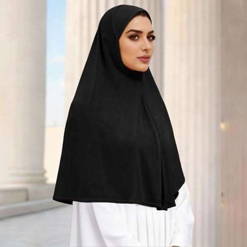 Instant Hijab Ready To Wear Hijab Scarf for Women Soft Long Muslim Jersey Hijabs Head Scarf for Prayer Abaya - color: Black