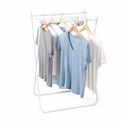 Honey-Can-Do Collapsible Metal Clothes Drying Rack, Foldable Laundry Rack Holds 40 lbs, Hanger-Friendly Design with Non-Skid Feet, Space-Saving Accordion Fold, Indoor Outdoor, White