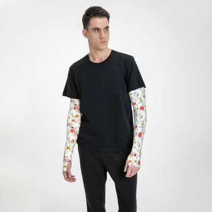 Arm Sleeves Outdoor Garden Sports Cooling Sun Sleeve for Women Men Farm - color: Hummingbird Flower