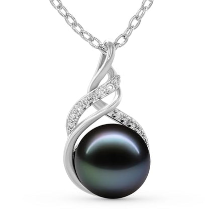 TRYNDI Tahitian Black Pearl Necklaces for Women - Wife Christmas Gift Ideas - style: Black Pearl Knot
