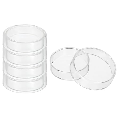PATIKIL 60mm High Borosilicate Glass Petri Dishes with Lids, 5 Pcs Petri Plates for Lab Science Experiment, Clear - size: 60mm