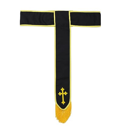 COSDREAMER Mens Clergy Robe Preacher Cassocks Mens Praise Worship Robes - color: Gold Black, size: Medium
