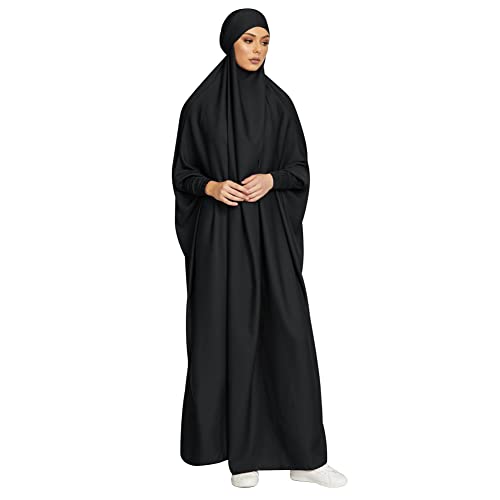 ODIZLI Muslim One Piece Prayer Hijab Dress Women Hooded Abaya Full Cover Islam Dubai Modest Robe - color: Black, size: One Size