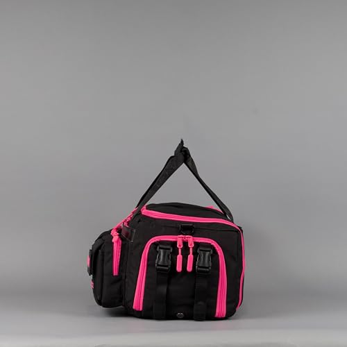 WOLFpak 30L Perfect Duffle Bag (Neon Pink) Tactical Gym Bag Hardshell Base 1000D Waterproof Travel Carry On with Shoe Compartment, Dual Cup Holders, Laptop Sleeve & Molle Straps - color: Neon Pink