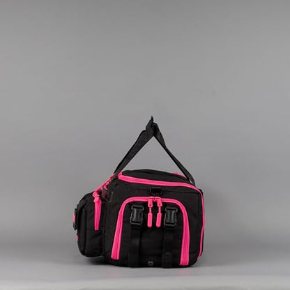 WOLFpak 30L Perfect Duffle Bag (Neon Pink) Tactical Gym Bag Hardshell Base 1000D Waterproof Travel Carry On with Shoe Compartment, Dual Cup Holders, Laptop Sleeve & Molle Straps - color: Neon Pink