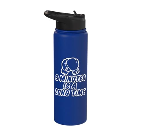3 Minutes Is A Long Time Boxing Round Timer Training - Stainless Steel Insulated Water Bottle - color: Royal Blue
