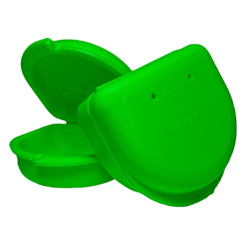 Dental Retainer Cases with Vent Holes, Green, 2 Ct | High-Impact Durable Plastic, Write on ID Labels, 1-1/4" Depth, Stores Retainers, Aligners, Mouthguards, and Night Guards - color: Green