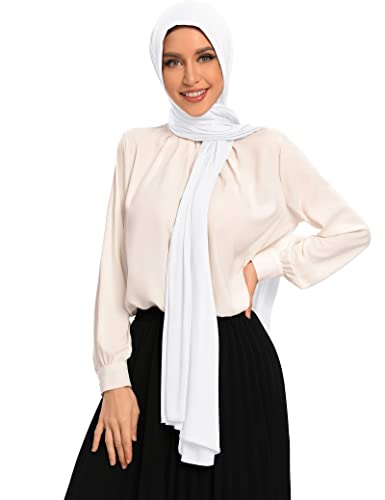Txmout Premium Jersey Hijabs for Women - Cotton Muslim Scarfs - color: White