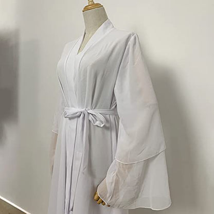 Abayas for Women Muslim Dubai Dress Solid Loose Fit Long Cardigan Islamic Kaftan Robe Open Front Maxi Length - color: White, size: Medium