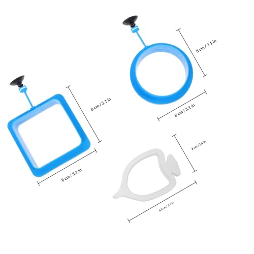 3pcs Wear Resistant Aquarium Feeder Rings Set, Floating Fish Feeding Circles with Thickened Square Round Plastic Design, Prevent Water Diffusion for Fish Tank Accessories