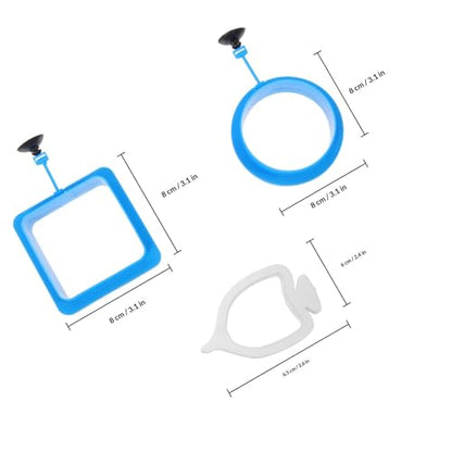 3pcs Wear Resistant Aquarium Feeder Rings Set, Floating Fish Feeding Circles with Thickened Square Round Plastic Design, Prevent Water Diffusion for Fish Tank Accessories