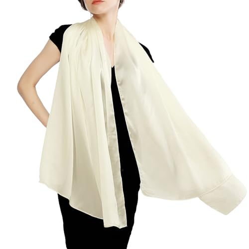 RIIQIICHY Women Shawls and Wraps for Evening Dresses Like Chiffon Silk Scarf Formal Silky Pashmina Shawls for Weddings - color: Ivory