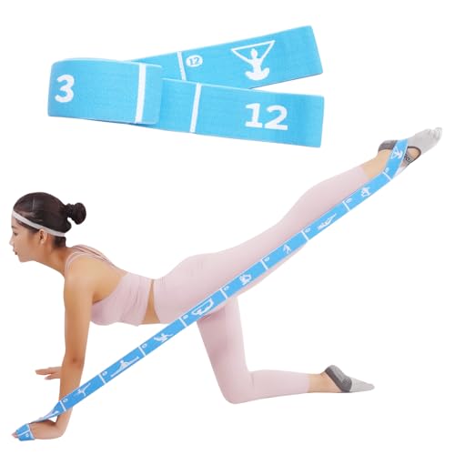 Yoga Strap with 10/12 Loops - Multi-Functional Stretch Band for Pilates, Dance, Gymnastics, Physical Therapy, Flexibility & Resistance Training, Ballet, Latin Workouts - color: Blue