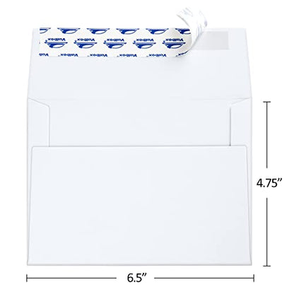 ValBox 100 Qty A6 Envelopes Self Seal 6.5 x 4.75" White Kraft Paper Invitation Envelopes for 4x6 Cards, Photos, Invitations, Weddings, Baby Shower, Birthday, Announcements, RSVP (A6) - color: White, size: A6 (6.5 x 4.75 Inches)