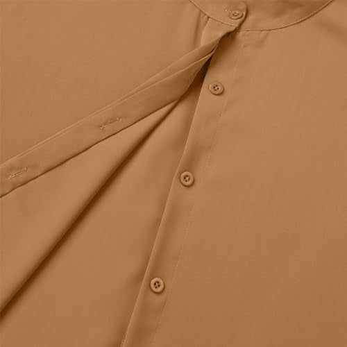FYMNSI Abayas for Women Muslim Dress Modest Maxi Robe Abaya Kaftan Dresses Eid Prayer Clothes Arabian Islamic Dubai Outfit - color: Light Brown