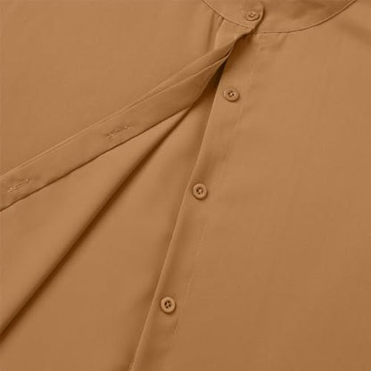 FYMNSI Abayas for Women Muslim Dress Modest Maxi Robe Abaya Kaftan Dresses Eid Prayer Clothes Arabian Islamic Dubai Outfit - color: Light Brown