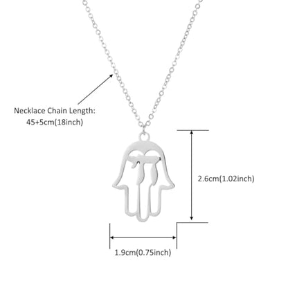 Stainless Steel Jewish Jewelry - Star of David/Hamsa Hand/Menorah/Israel Map Pendant – Israel Necklace for Women & Men - Religious Gifts for Hanukkah, Bar Mitzvah include a Gift Box - color: Silver-Hamsa Necklace