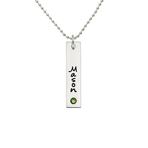 AJ's Collection Birthstone Name Bar Necklace - style: 22" Ball Chain