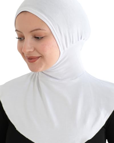 Prien Sport Hijab For Women, Muslim Head Scarf, Flexible Turban Girls, Chic Islamic Wear For Gym, Neck Collar Bonnet Viscose - color: White