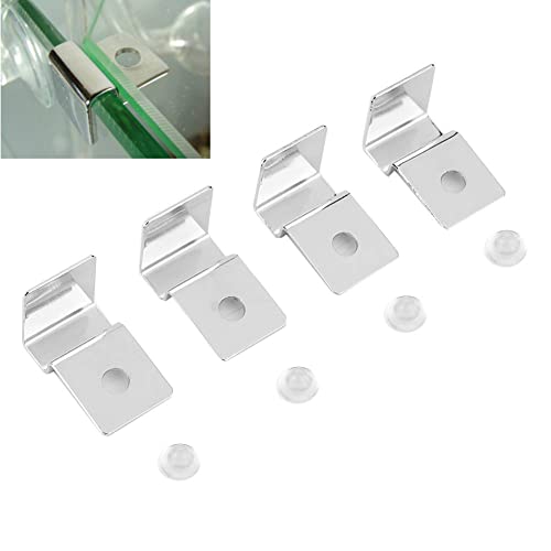 4Pcs Aquarium Cover Clip, Fish Glass Covers Clips Stainless Steel Material Aquarium Glass Cover Support Bracket Universal Lid Clips for Rimless Tanks(10mm) - color: 10mm
