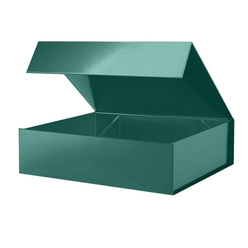 PACKHOME Large Green Gift Box 13.5x10x3.5in Magnetic Lid for Shirt - color: 13x9.7x3.4 Inch-Dark Green-Pack of 1