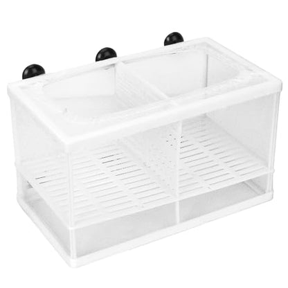 Aquarium Fish Breeder Box Isolation Hatchery with Detachable Frame Locking Feet and Powerful Suction Cup for Fish Fry Hatching Pairing Reproduction and Tank Separation (Large with partition) - size: Large with partition