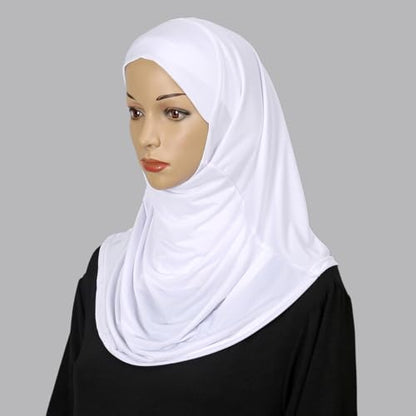 LMVERNA Ready To Wear Hijab for Women Muslim Instant Turban Soft Scarf for Prayer Long Hijabs - color: White