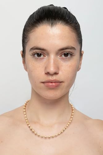 POTESSA 18K Gold Plated Pendant Necklace Medallion Coin Heart Y Shaped Chain Toggle Necklace for Women Jewelry - color: Bead Heart