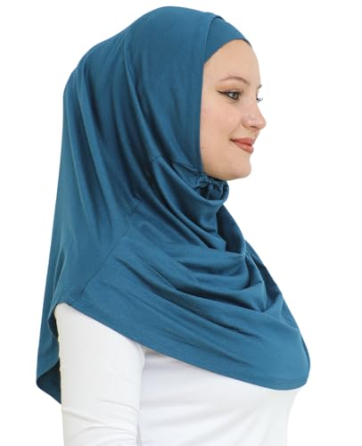 Prien Chic Ready To Wear Hijab For Women, Muslim Long Turban Undercap Set, Instant Scarf, Prayer Clothes For Girls, Abaya - color: Turquoise