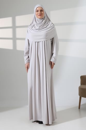 ihvan online Muslim Dresses for Women, Prayer Dress, Islamic Abaya with Hijab, One-Piece Long Sleeve Muslim Dress - color: Stone