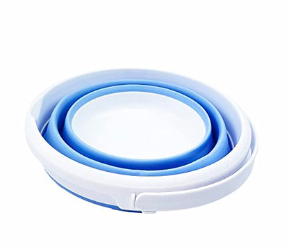 SAMMART 5.5L (1.4 Gallon) Collapsible Plastic Bucket - Foldable Round Tub - Portable Fishing Water Pail - Space Saving Outdoor Waterpot (White/Baby Blue) - color: White/Baby Blue