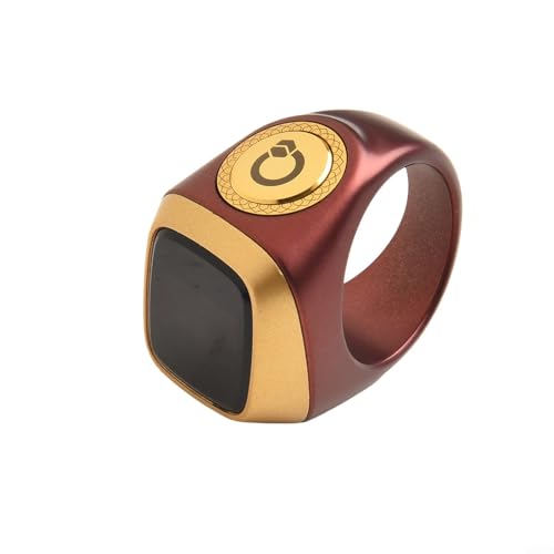 Smart Zikr-Ring For OLED Display Digital Ring Counter, Vibration Reminder For Muslim Prayer Times, 40MAh Long Life, Sizes 18Mm 20Mm 22Mm, Colors Black Blue Green Brown Pink(20mm Curry) - size: 20mm Curry