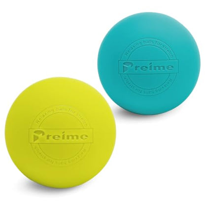 Massage Lacrosse Balls for Myofascial Release, Trigger Point Therapy,Manual Massage Balls, Muscle Knots, and Yoga Deep Tissue Massage. Set of 2 Firm Balls (Green and Light Green) - color: Green and Light Green