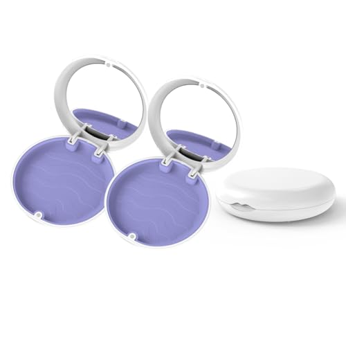 2 Pack Retainer Case with Mirror, Fashion Orthodontic Slim Night Guard Cases, Portable Mouth Guard Storage Case for Travel - color: 2pcs solid White retainer case